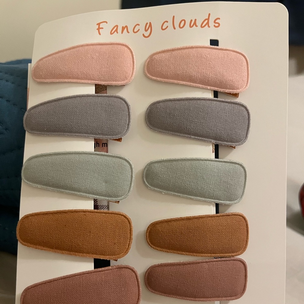 Fancy clouds brand handmade fabric covered hair barette clips